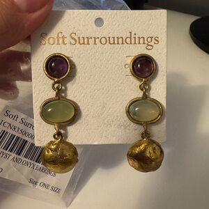 Soft Surroundings Gold and Green Earrings